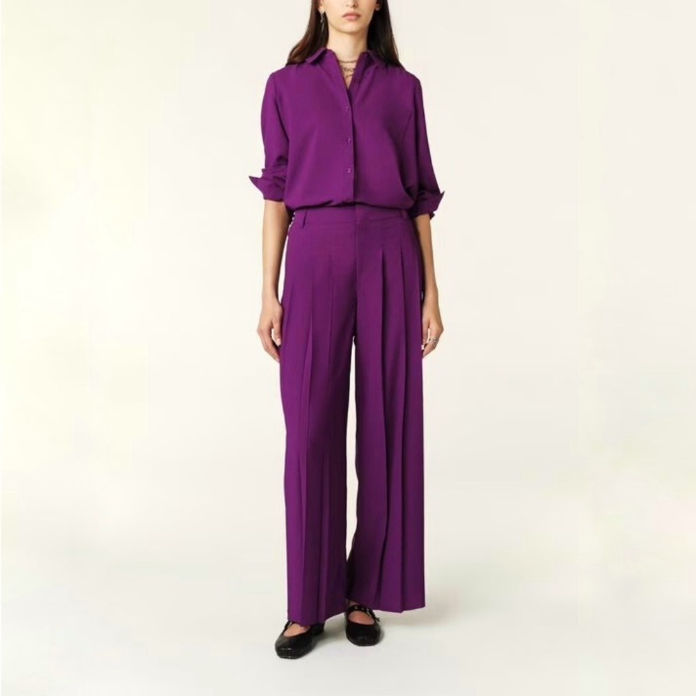 NWT Ba&sh Pantalon Miley Violet Purple Flowy Pants